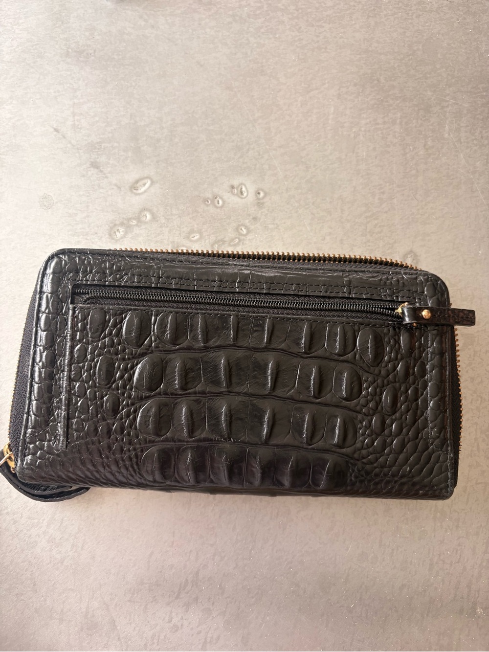 Brahmin Suri Melbourne Black Croc-Embossed Zip Wallet with Gold Plaque - Picture 2 of 3